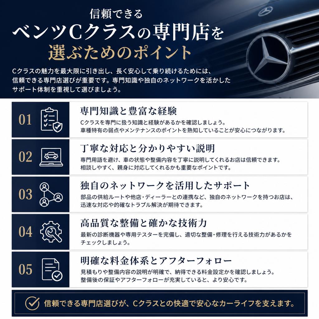 ベンツCクラス専門店の選び方