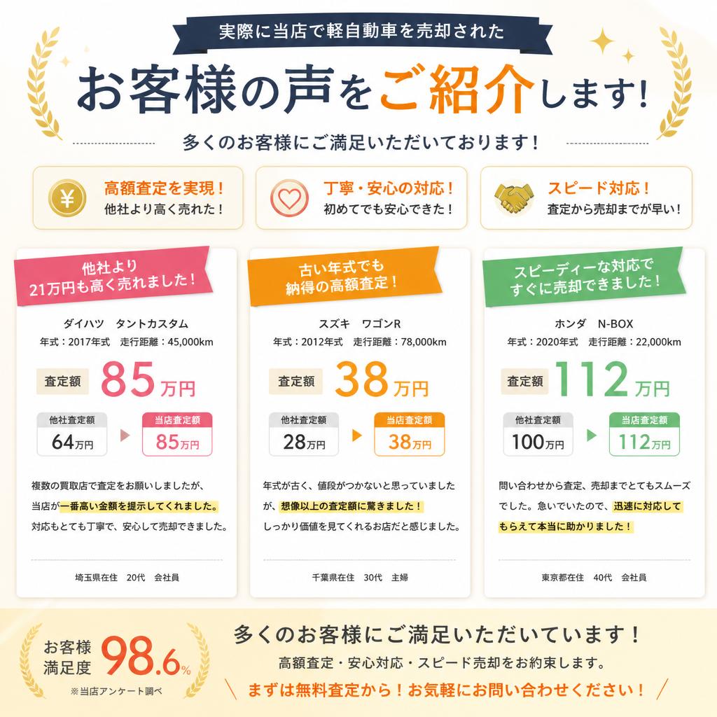 お客様の声：実績のある高額査定