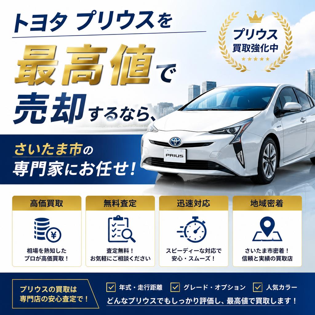 トヨタ プリウスを最高値で売却するなら、さいたま市の専門家にお任せ！