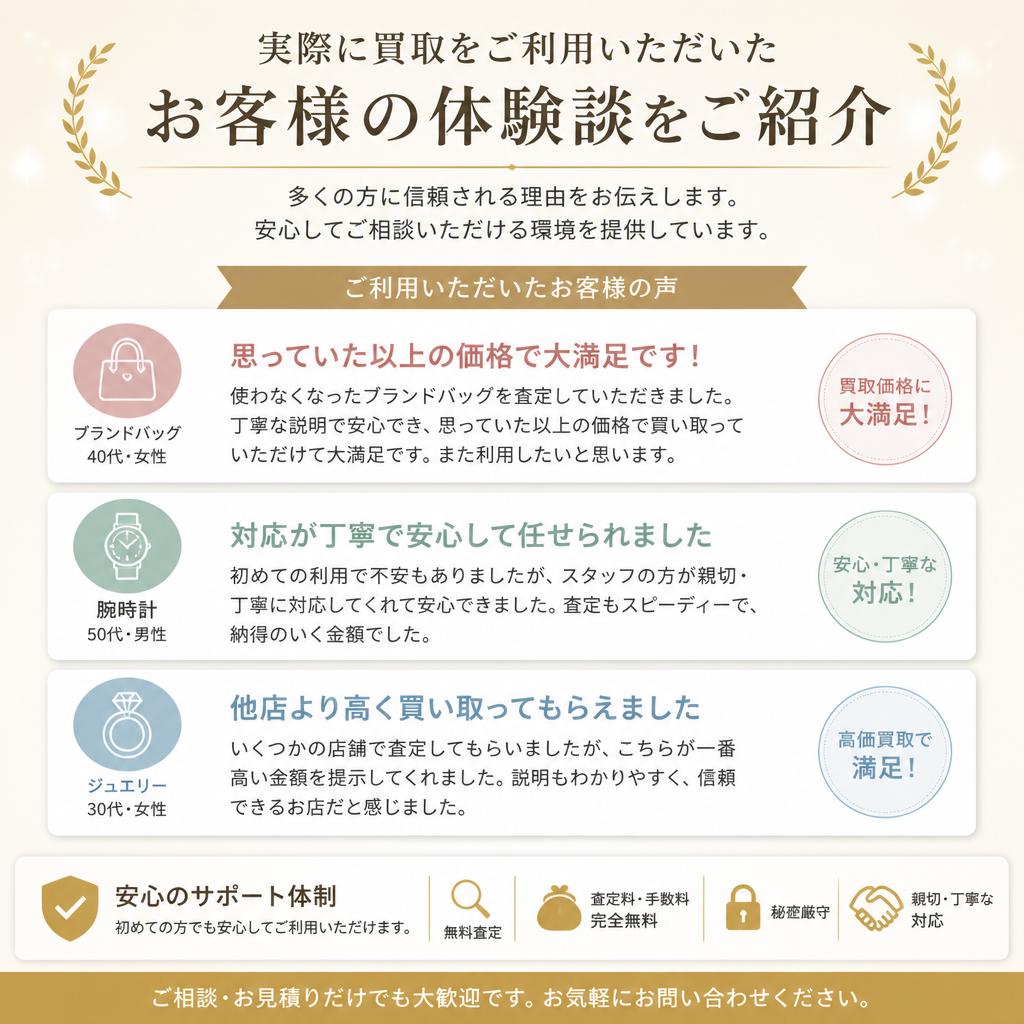 お客様の声：信頼の評価