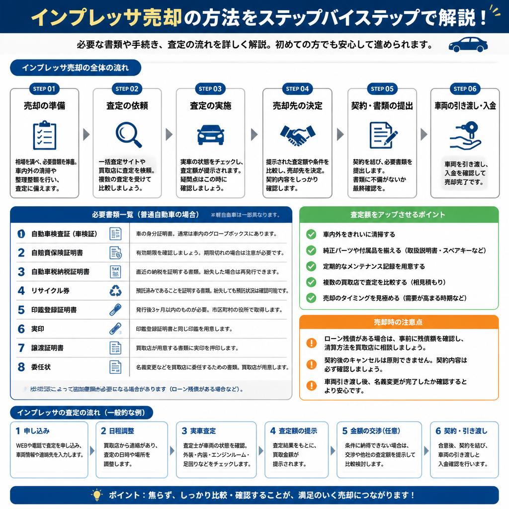 インプレッサ売却方法のステップ